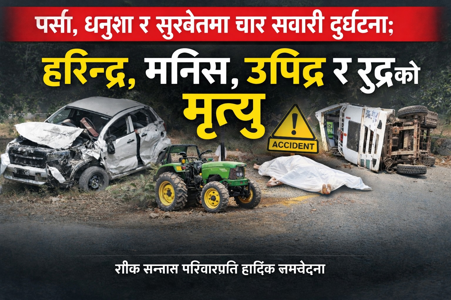 देशका तीन जिल्लामा दुर्घटना: चार जनाको ज्यान गयो।