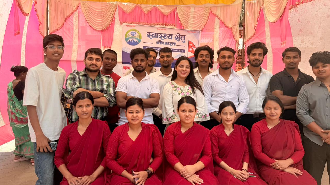 वीरगञ्ज विर्ता बजारमा निःशुल्क स्वास्थ्य शिविर सम्पन्न, १९८ जनाले लिए सेवा।