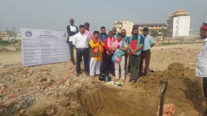 रंगशालाको प्याराफिट भत्काएर नयाँ निर्माण गर्ने योजना शिलान्यास।