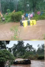 बिरामी लिएर चितवन जाँदै गरेको एम्बुलेन्स लाई खोलाले बगायो।