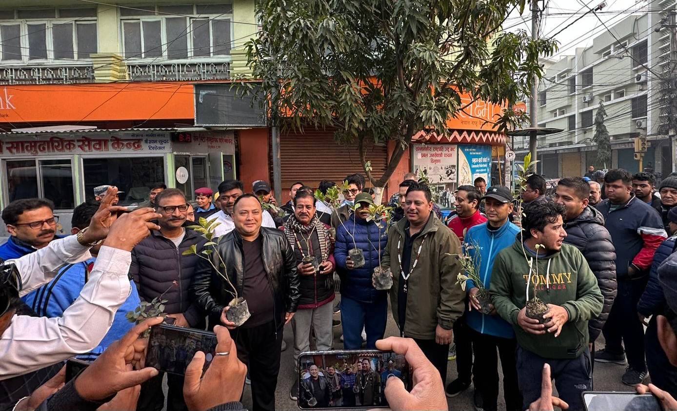 वीरगञ्जको घण्टाघरदेखि पावरहाउससम्म २ सय विरुवा रोपियो