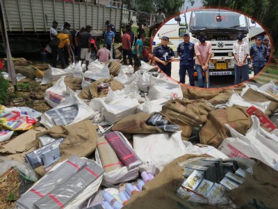 हेटौंडामा १ करोड ५५ लाखको अबैध कपडा बरामद