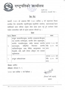 राष्ट्रपतिले सर्वसाधारणलाई दशैंको टीका लगाइदिने