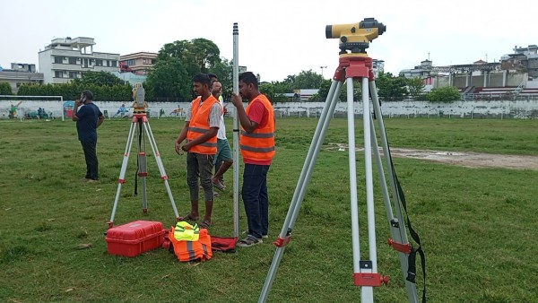 बिरगंजको आदर्शनगर रंगशालामा लेबलिङ कार्य सुरु, छिट्टै फोर टाेलाइट जडान हुने