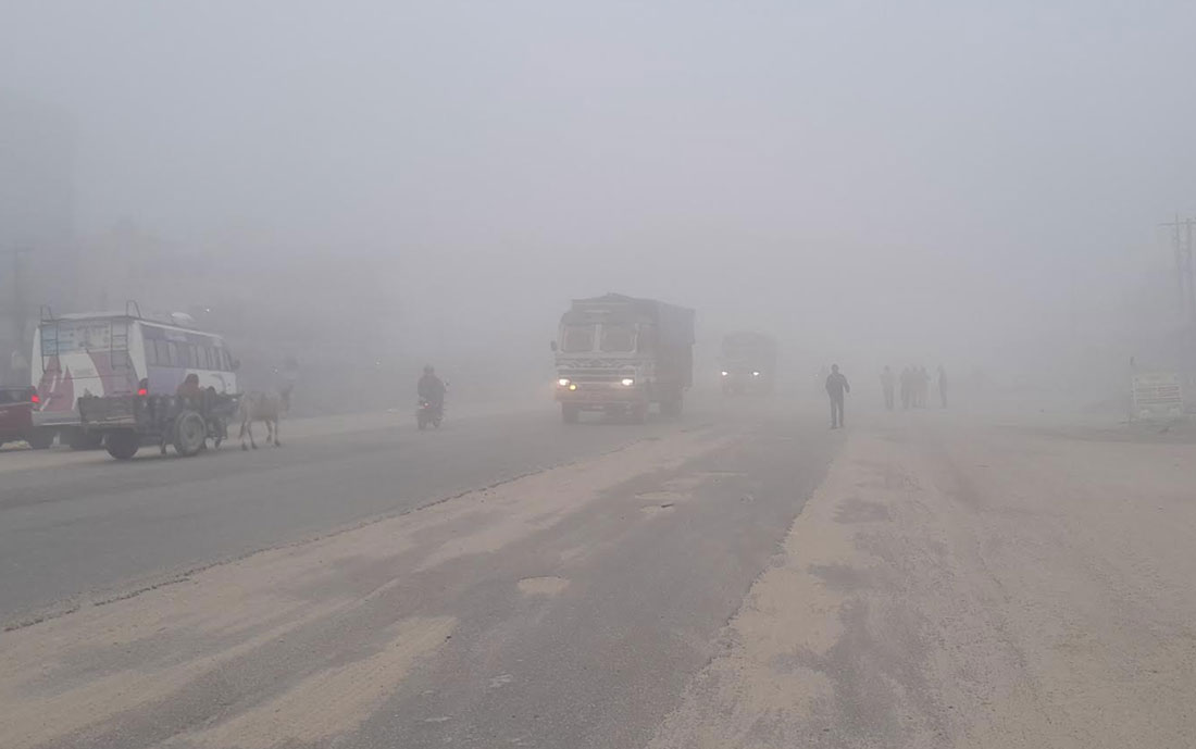 तराईका केही ठाउँमा बाक्लो हुस्सु, हवाई र सडक यातायात प्रभावित